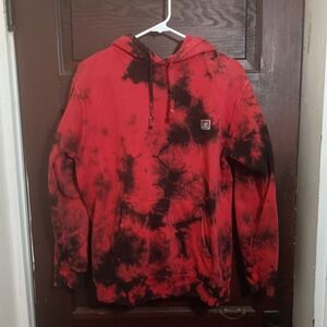 Red and Black Tie-Dye Hoodie